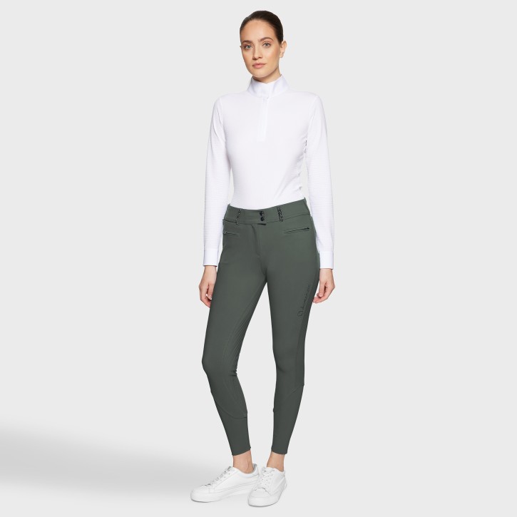 Samshield Damen Vollgrip Reithose Highwaist Clara Premium Dark Forest