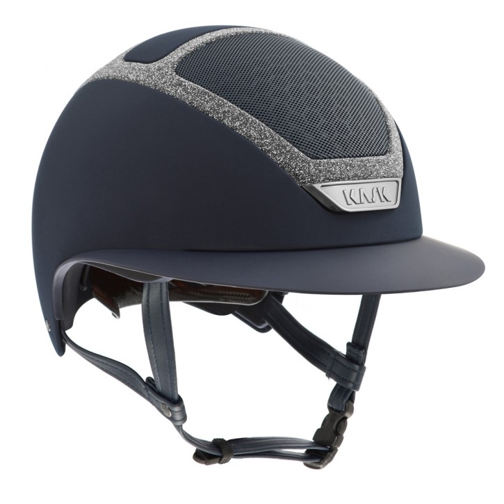 Kask Reithelm Star Lady Navy/Silver Swarovski Frame m. Inlay 57