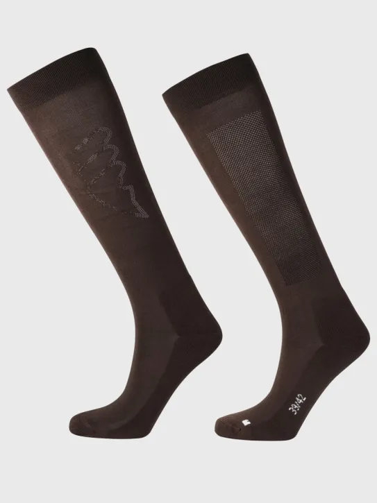 Equiline Damen Reitsocken EQGlosy Coffee Bean 39/42