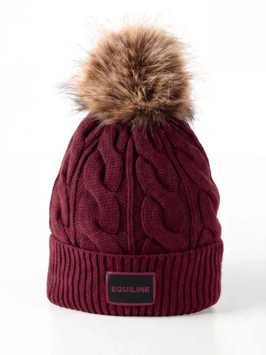 Equiline Damen Strickmütze mit Bommel EQGat Alpine Plum