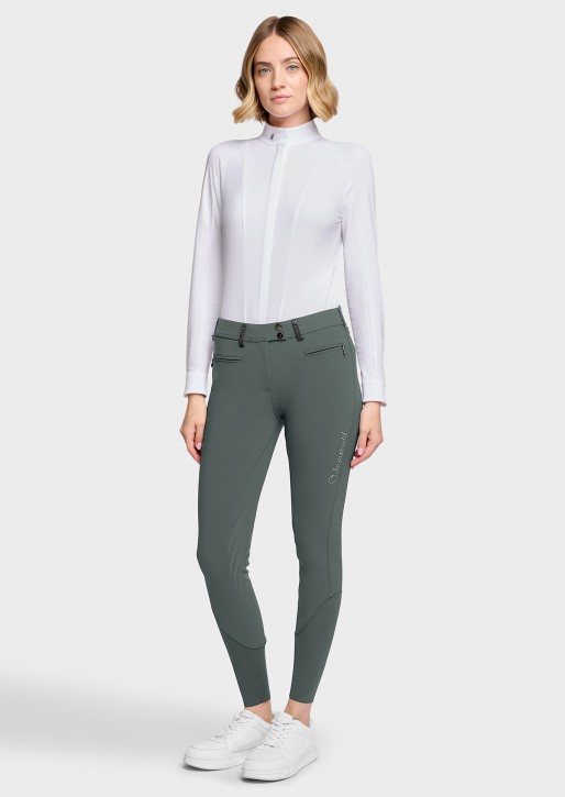 Samshield Damen Kniegrip Reithose Adele Crystal Fabric Dark Forest