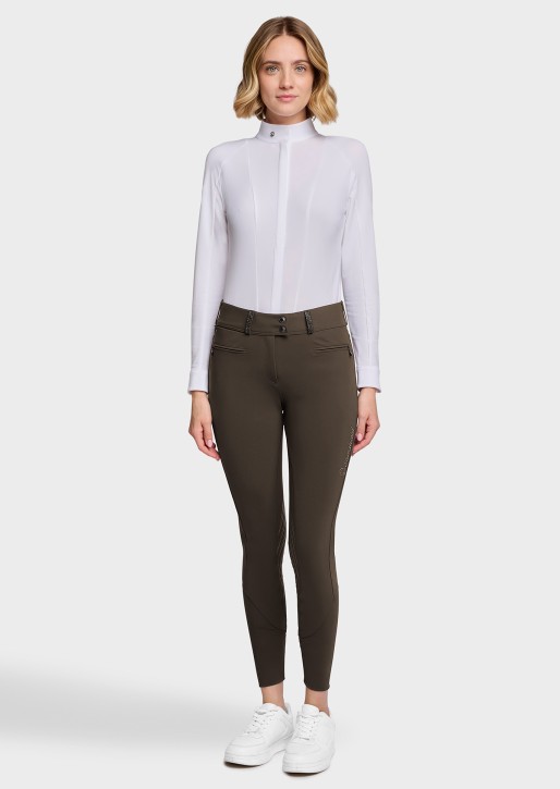 Samshield Damen Vollgrip Reithose Highwaist Clara Crystal Fabric Mocha