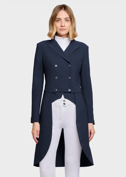 Samshield Damen Frack Crystal Rain – Damen Dressurfrack mit Swarovski® Kristallen Navy