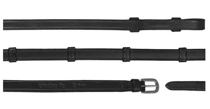 Dyon Kandarenzügel aus Vollleder mit 7 Lederstegen WO05P 16 mm schwarz