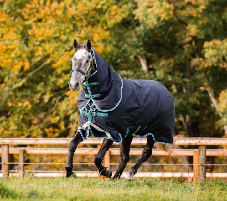 Horseware Outdoordecke Amigo Bravo 12 Plus Medium Navy/Aqua & Turquis 250g
