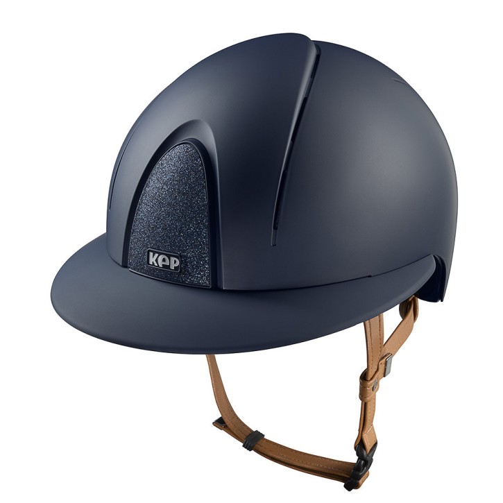 KEP Reithelm Smart Nova Polo Star blau matt / beiger Kinnriemen
