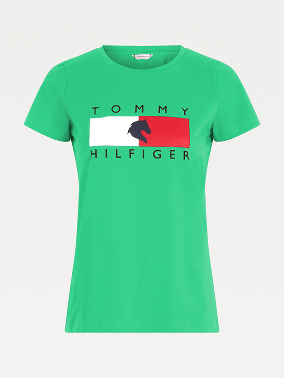 Tommy Hilfiger Equestrian Damen T Shirt Grun XS TH 10003 006 2