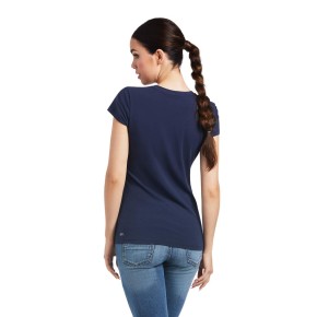 Ariat Damen T-shirt Vertical Logo navy S
