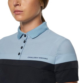 Cavalleria Toscana perforiertes Damen Poloshirt Hellblau