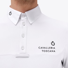 Cavalleria Toscana Jersey-Turniershirt langarm Männer weiß