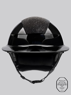 Equiline Reithelm Xanto Sonnen-Visier Schwarz Glänzend Top Swarovski