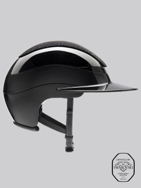 Equiline Reithelm Xanto Sonnen-Visier Schwarz Glänzend Top Swarovski