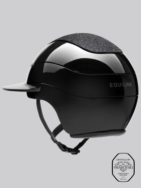 Equiline Reithelm Xanto Sonnen-Visier Schwarz Glänzend Top Swarovski