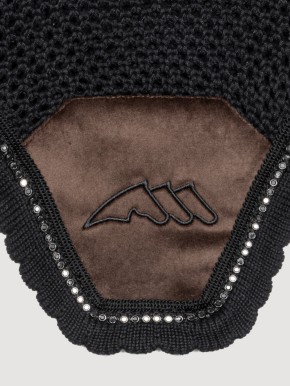 Equiline Fliegenohren Velvet Eqenti mit Strasssteinen Coffee Bean