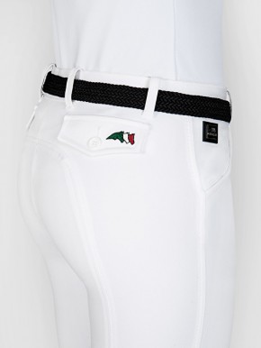 Equiline Damen Kniebesatz Reithose Boston weiß 36 (IT 40)