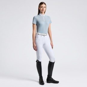 Cavalleria Toscana halb perforiertes Damen Turniershirt kurzarm blue fog