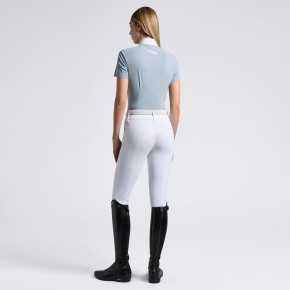 Cavalleria Toscana halb perforiertes Damen Turniershirt kurzarm blue fog