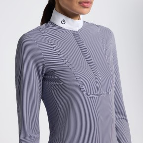 Cavalleria Toscana Turniershirt langarm Damen gestreift Navy