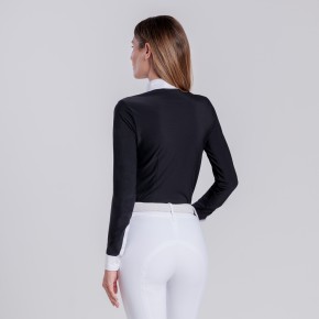Cavalleria Toscana Damen Langarm Turniershirt Schwarz/Weiß
