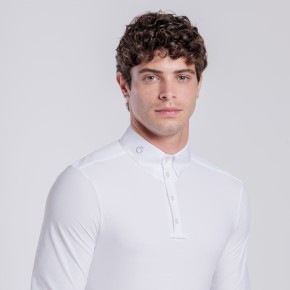 Cavalleria Toscana Herren Langarm Turniershirt Weiß