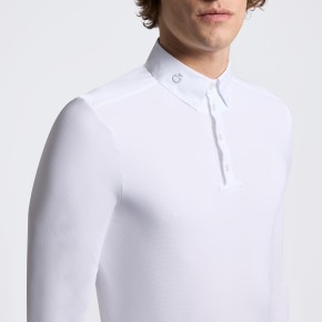 Cavalleria Toscana Herren Langarm Turniershirt Weiß