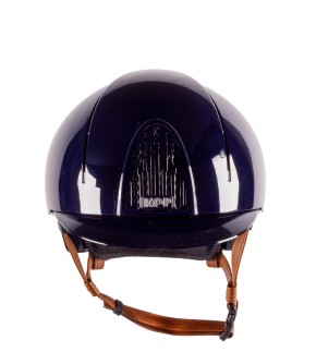 KEP Reithelm Cromo Smart Polish- glänzend m Inlay blau / beiger Kinnriemen 52M