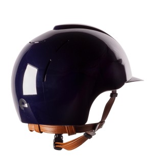 KEP Reithelm Cromo Smart Polish- glänzend m Inlay blau / beiger Kinnriemen 52M