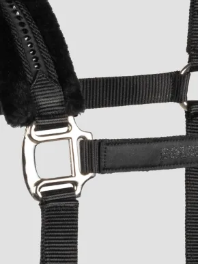 Equiline Fell-Halfter EQGlefur mit Strasssteinen und Strick schwarz Full