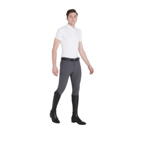 Equestro Herren Reithose Slim-Fit mit Kniegrip - Asphalt Grau