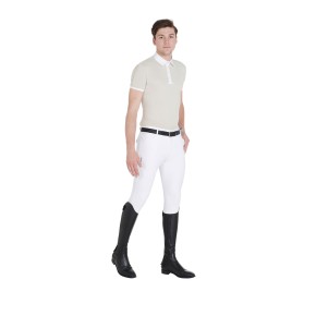 Equestro Herren Reithose Slim-Fit mit Kniegrip - Weiß