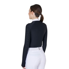 Equestro Damen Turniershirt mit Mesh Ärmeln Schwarz