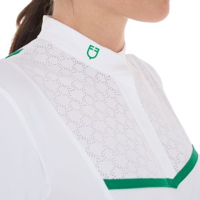 Equestro Damen Turniershirt perforiert - weiß/grün