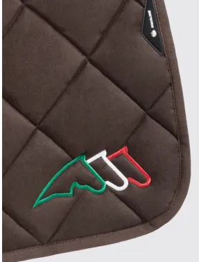 Equiline Dressur Schabracke EQ Tricolore mit Fliegenmütze Braun