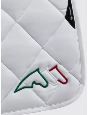 Equiline Dressur Schabracke EQ Tricolore mit Fliegenmütze Weiß