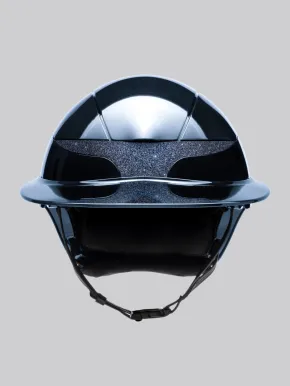 Equiline Reithelm Xanto Sonnen-Visier Blau Glänzend Front Swarovski