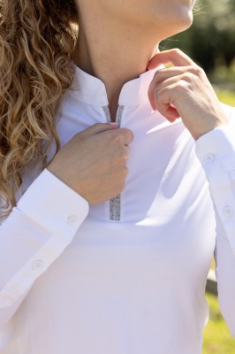 Kentucky Damen Turniershirt Langarm Classic Glitter Weiß