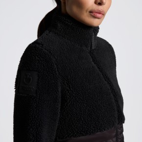 Cavalleria Toscana Damen Teddy Bear Fleece und Nylon Zip Schwarz