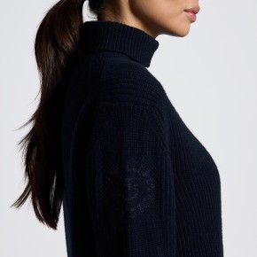 Cavalleria Toscana Rollkragen Pullover Wolle Damen Navy