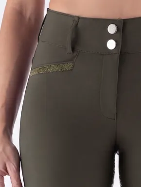 Equiline Damen Vollgrip Reithose Highwaist Eqcrystalef Olive Night