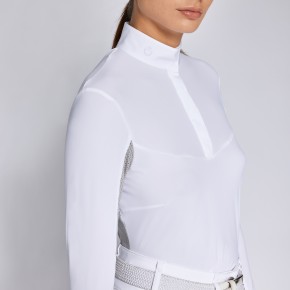 Cavalleria Toscana Damen Turniershirt Jersey langarm perforated weiß/grau XS