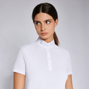 Cavalleria Toscana Damen Turniershirt Jersey kurzarm perforated weiß