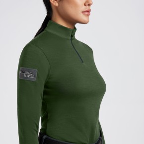 Cavalleria Toscana Damen Woll Trainingsshirt langarm Grün S