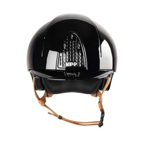 KEP Reithelm Cromo Smart Polish- glänzend m Inlay schwarz / brauner Kinnriemen 56M
