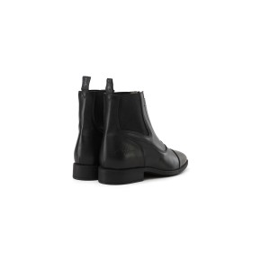 Dyon Stiefelette mit Frontreißverschluss aus Leder Schwarz